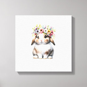 Osterhase für Frauen Mädchen - Osterhase Blumen Leinwanddruck