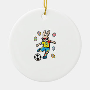 Osterhase Fußball Kick Hase Fußball Jungen Kinder Keramik Ornament