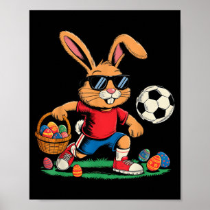 Osterhase Fußballspieler Hase Jungen Kinder Männer Poster