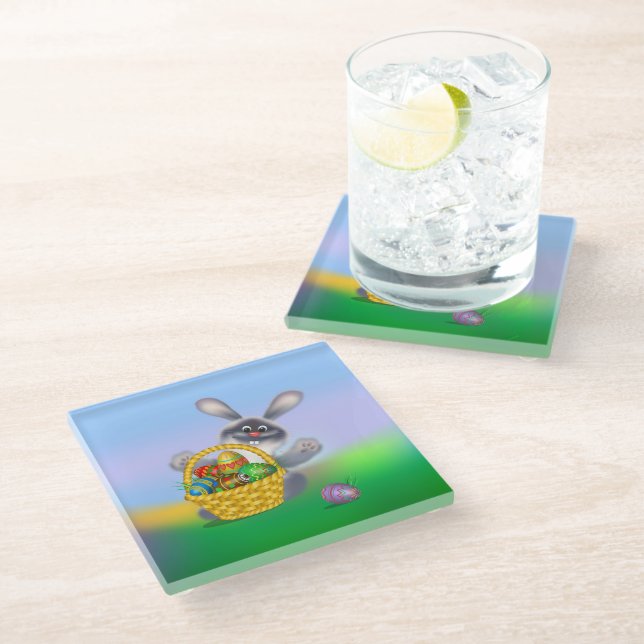 Osterhase Glasuntersetzer (Schrägansicht)