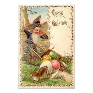 Osterhase Gnom bemaltes farbiges Ei Fotodruck