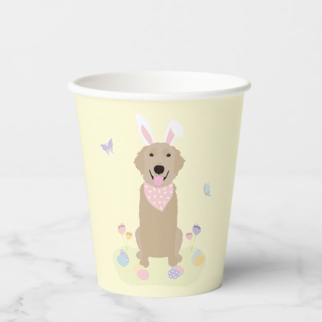 Osterhase Golden Retriever Pappbecher (Vorderseite)