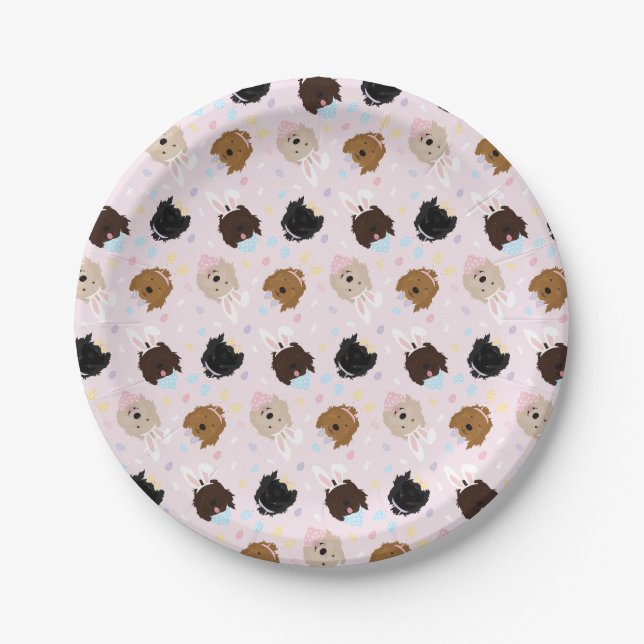 Osterhase Goldendoodle Hunde Pappteller (Vorderseite)