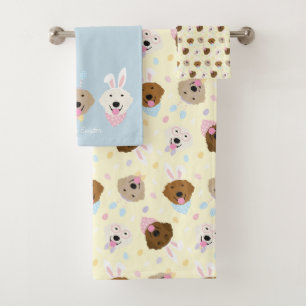 Osterhase Goldenes Retriever Muster Badhandtuch Set
