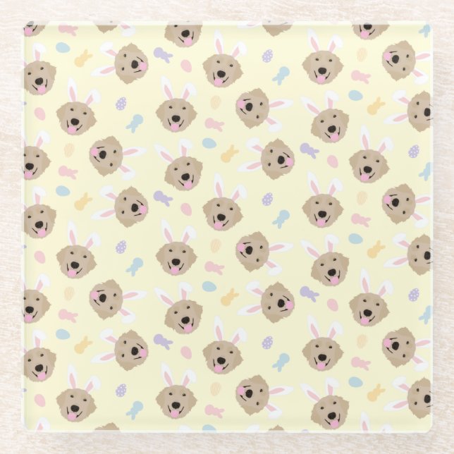 Osterhase Goldenes Retriever Muster Glasuntersetzer (Vorderseite)