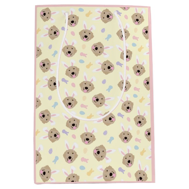 Osterhase Goldenes Retriever Muster Mittlere Geschenktüte (Vorderseite)