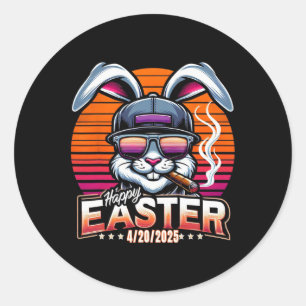 Osterhase Gras Lustiger Humor Runder Aufkleber