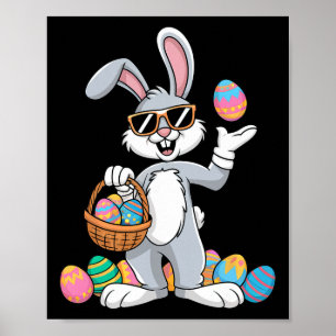 Osterhase Hase Dabbing trägt bunte Eier Poster
