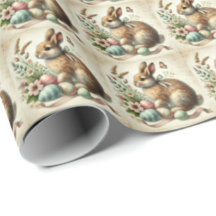 Osterhase Hasen Ei Aquarell im Vintage-Stil Geschenkpapier