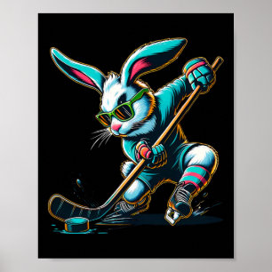 Osterhase Hockey Spieler Hase Ei Männer Frauen Bo Poster