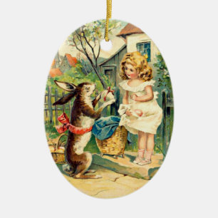 Osterhase Holiday Girl Vintage-Osterdekoration Keramikornament