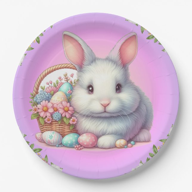 Osterhase Hübsche Pastete Pappteller (Vorderseite)