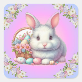 Osterhase Hübsche Pastete Quadratischer Aufkleber