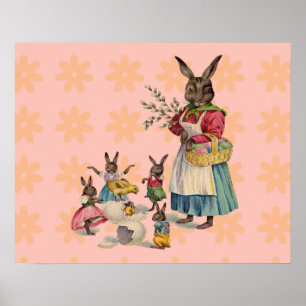 Osterhase Hühner Hase Eier Poster
