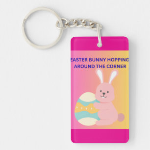 Osterhase hüpft um die Ecke Schlüsselanhänger