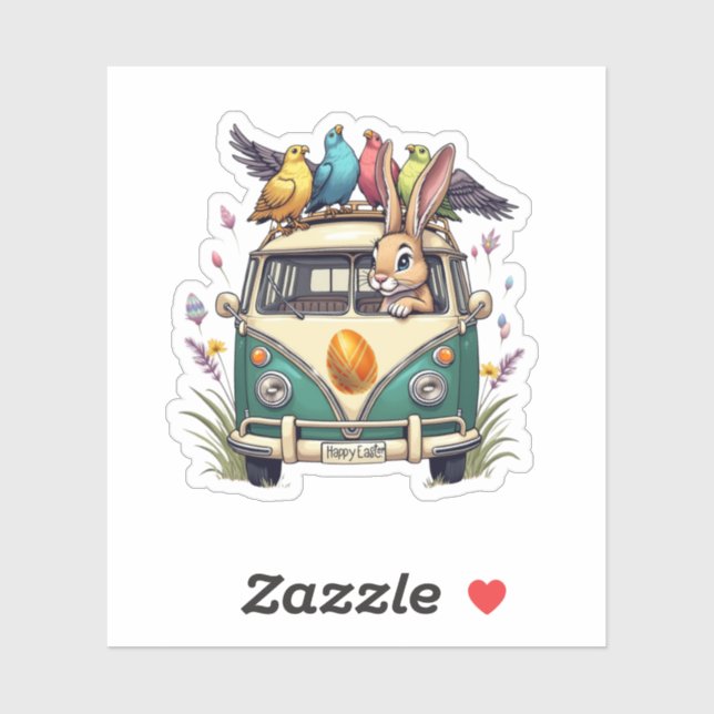 Osterhase im Bus mit Vogelfreunden - Frühjahr 2008 Aufkleber (Blatt)