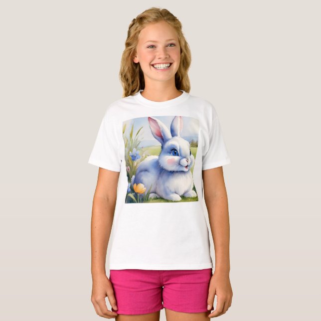 Osterhase im Garten, Ostern T-Shirt (Vorne ganz)