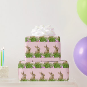 Osterhase im Gras mit Eiern Geschenkpapier