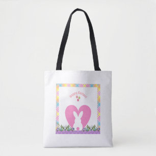 Osterhase im Herzen mit Blume Tote Tasche