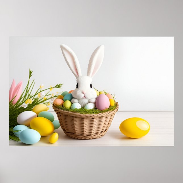 Osterhase im Korb Poster (Vorne)