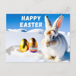 Osterhase im Schnee Postkarte