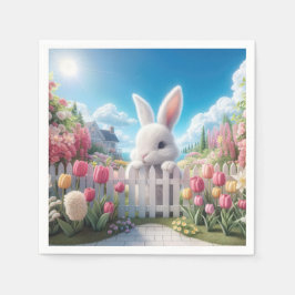 Osterhase im Tulip Garten Serviette