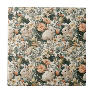 Osterhase im Vintage-Blumenstil (11) Fliese