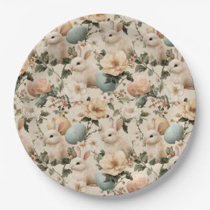 Osterhase im Vintage-Blumenstil (1) Pappteller
