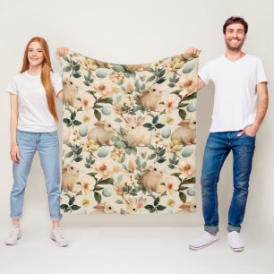 Osterhase im Vintage-Blumenstil (4) Fleecedecke