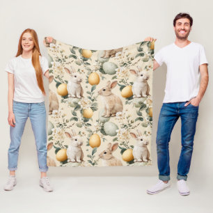 Osterhase im Vintage-Blumenstil (5) Fleecedecke