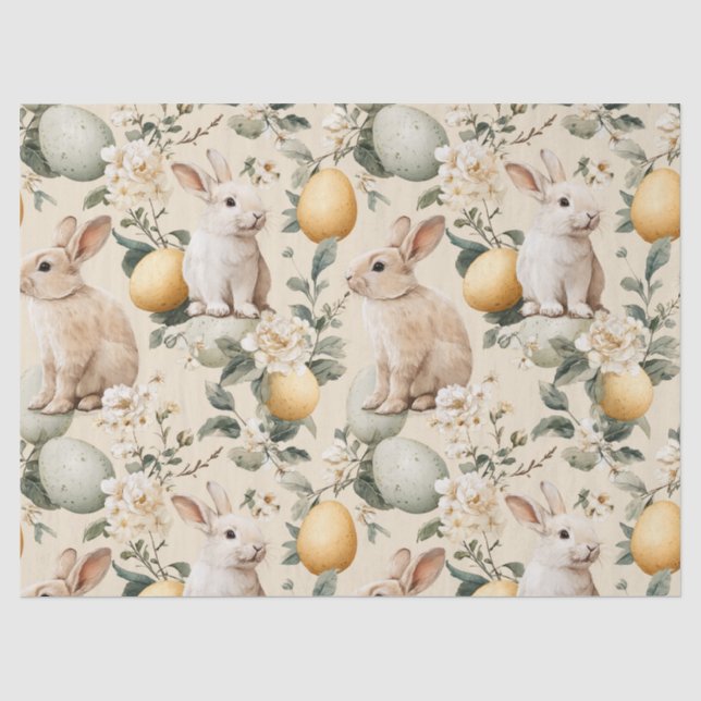 Osterhase im Vintage-Blumenstil (5) Seidenpapier (Vorderseite)