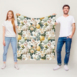 Osterhase im Vintage-Blumenstil (7) Fleecedecke