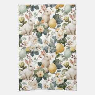 Osterhase im Vintage-Blumenstil (7) Geschirrtuch