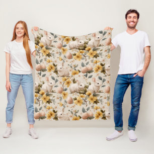 Osterhase im Vintage-Blumenstil (8) Fleecedecke