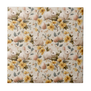 Osterhase im Vintage-Blumenstil (8) Fliese