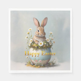 Osterhase im Vintage-Stil mit Gänseblümchen Serviette