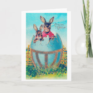 Osterhase im Vintage-Stil und großes dekoriertes E Karte
