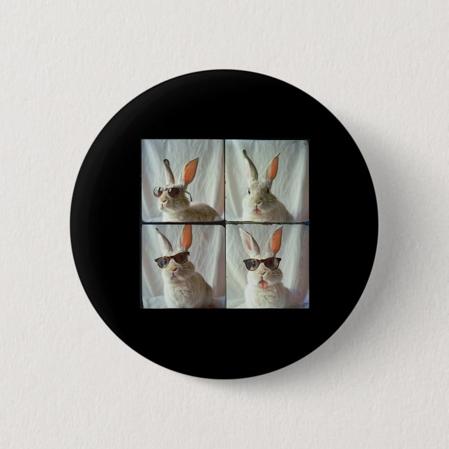 Osterhase im Vintagen Foto Button (Vorderseite)