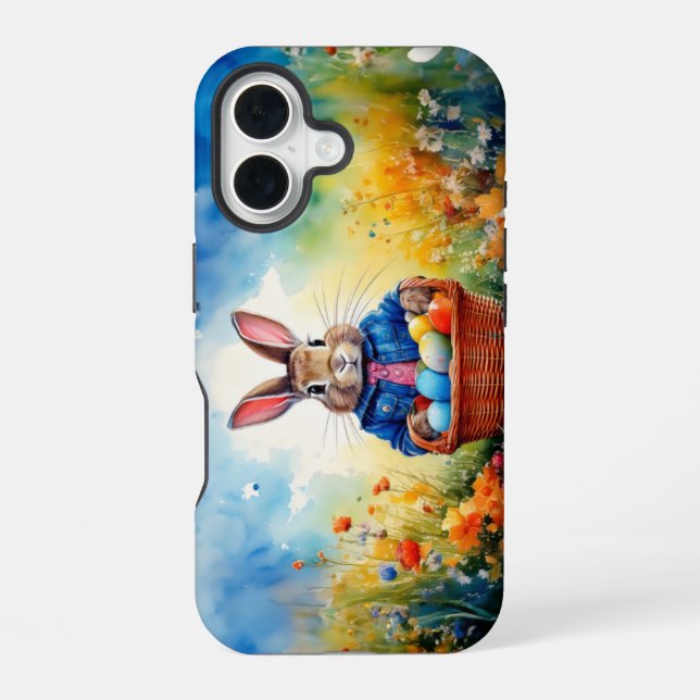 Osterhase im Wald iPhone 16 Hülle (Rückseite)