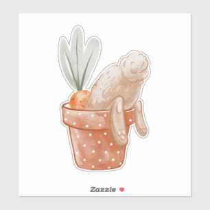Osterhase in Blume Pot Aufkleber