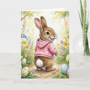 Osterhase in einem Frühlingsgarten Karte