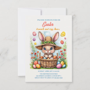 Osterhase in einem Korb gestrichener Eier Happy Ea RSVP Karte