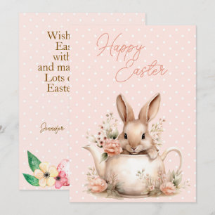 Osterhase in einer Teekanne Frohe Ostern  Feiertagskarte