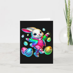 Osterhase in Hoodie mit Eiern Karte