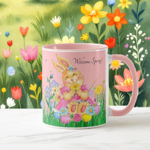 Osterhase in Rosa Frühlingszeit Blume Geschenk Tasse