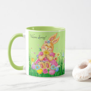 Osterhase in Rosa Frühlingszeit Blume Geschenk Tasse