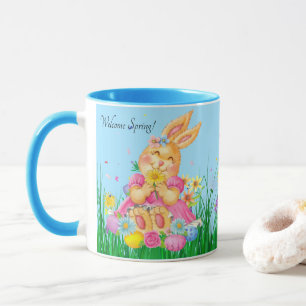 Osterhase in Rosa Frühlingszeit Blume Geschenk Tasse