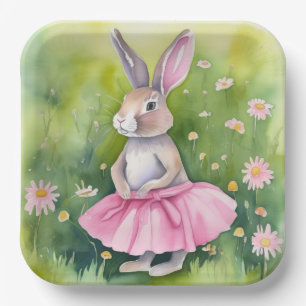 Osterhase in rosa Tutu Pappteller