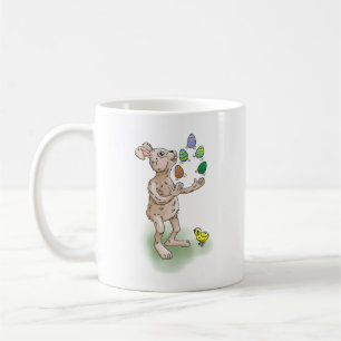 Osterhase jongliert kaffeetasse