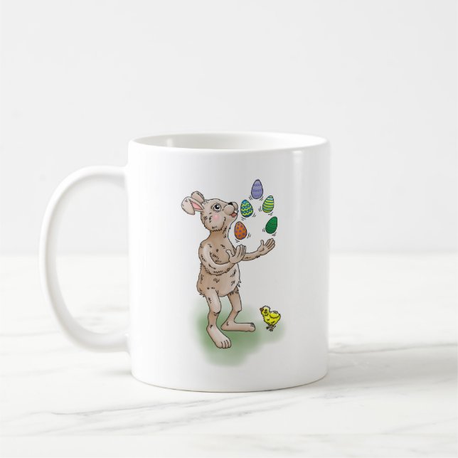Osterhase jongliert kaffeetasse (Links)